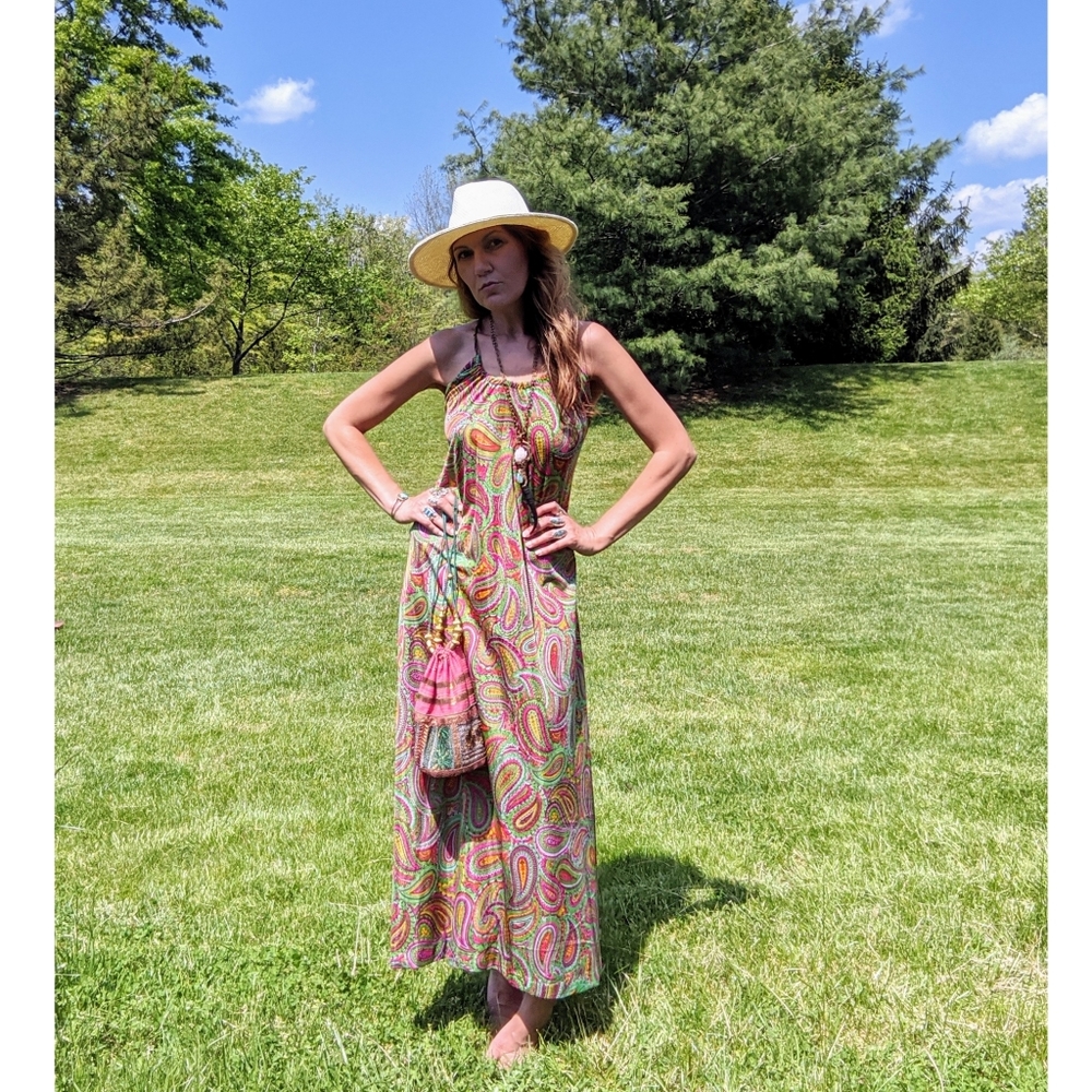 70s Paisley Print Maxi dress - Picture 3 of 6